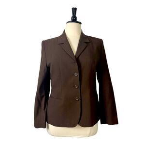 Mark Alexander Vintage Blazer Brown 100% Wool 4 Button Peak Lapel Women Size 14